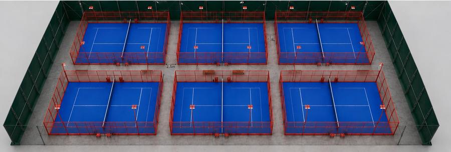 Aerial view of the six-court layout